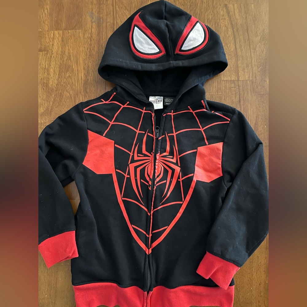 Marvel Spiderman Kids Zippered Hooded Sweatshirt Size Small